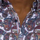 Robert Graham Sabir Button Up L/S Dress Shirt - Navy/Red - 4 - Tops - Button Up Dress Shirt