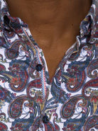 Robert Graham Sabir Button Up L/S Dress Shirt - Navy/Red - 4 - Tops - Button Up Dress Shirt