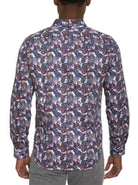 Robert Graham Sabir Button Up L/S Dress Shirt - Navy/Red - 3 - Tops - Button Up Dress Shirt