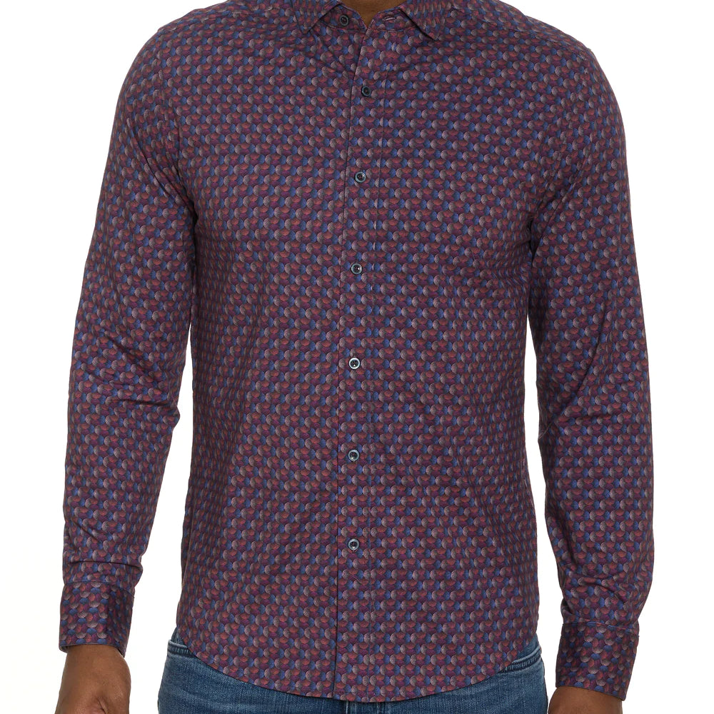 Robert Graham Barrone Button Up L/S Dress Shirt - Purple - 1 - Tops - Button Up Dress Shirt