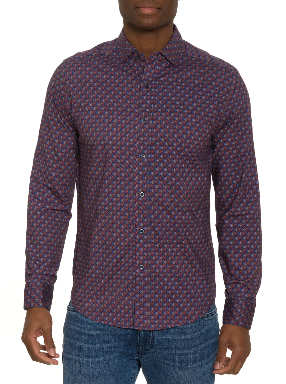 Robert Graham Barrone Button Up L/S Dress Shirt - Purple - 1 - Tops - Button Up Dress Shirt