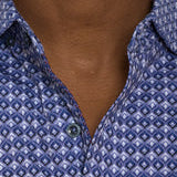 Robert Graham Bernardi Button Up L/S Dress Shirt - Blue - 4 - Tops - Button Up Dress Shirt