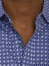 Robert Graham Bernardi Button Up L/S Dress Shirt - Blue - 4 - Tops - Button Up Dress Shirt