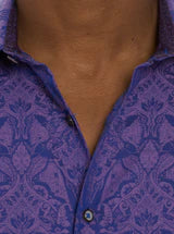Robert Graham Highland 3 Button Up L/S Dress Shirt - Purple - 4 - Tops - Button Up Dress Shirt