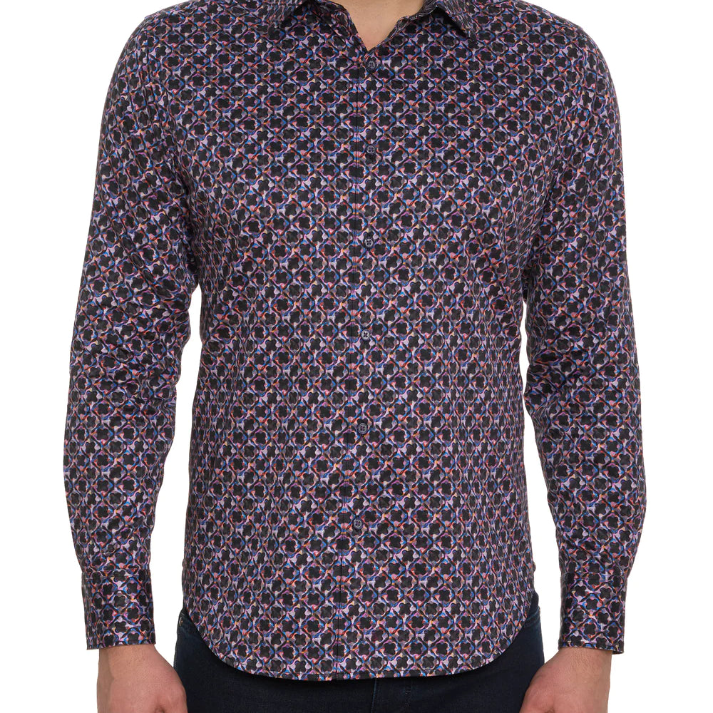 Robert Graham Yeni Button Up L/S Dress Shirt - Purpleprint - 1 - Tops - Button Up Dress Shirt