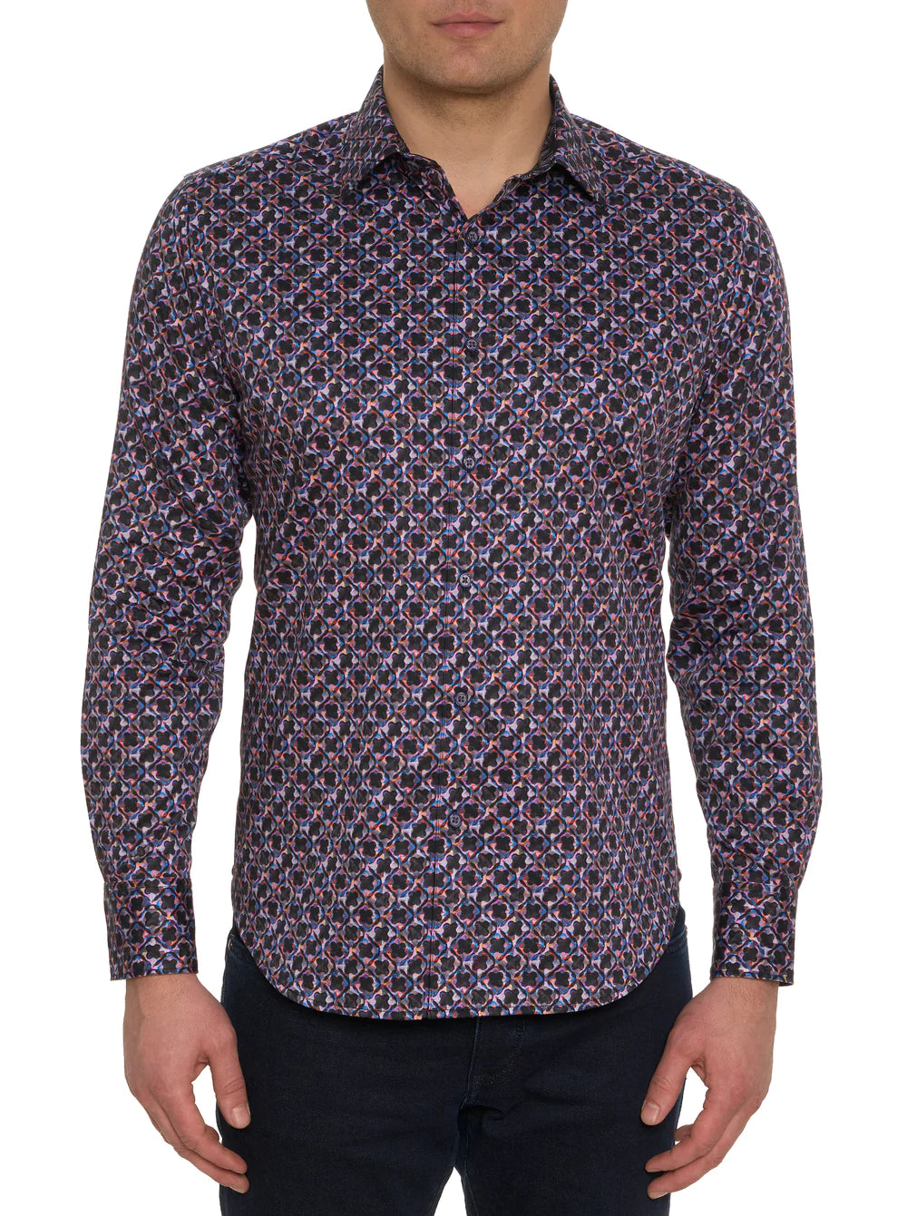 Robert Graham Yeni Button Up L/S Dress Shirt - Purpleprint - 1 - Tops - Button Up Dress Shirt