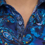 Robert Graham Tangier Button Up L/S Dress Shirt - Blue - 4 - Tops - Button Up Dress Shirt
