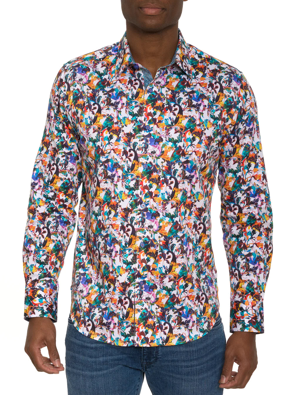Robert Graham Como Button Up L/S Dress Shirt - Multi - 1 - Tops - Button Up Dress Shirt