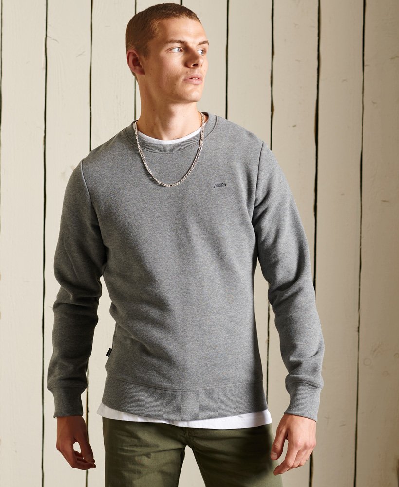 'Superdry Vintage Logo Embroidered Crew Neck Jumper' in 'Rich Charcoal Marl' colour
