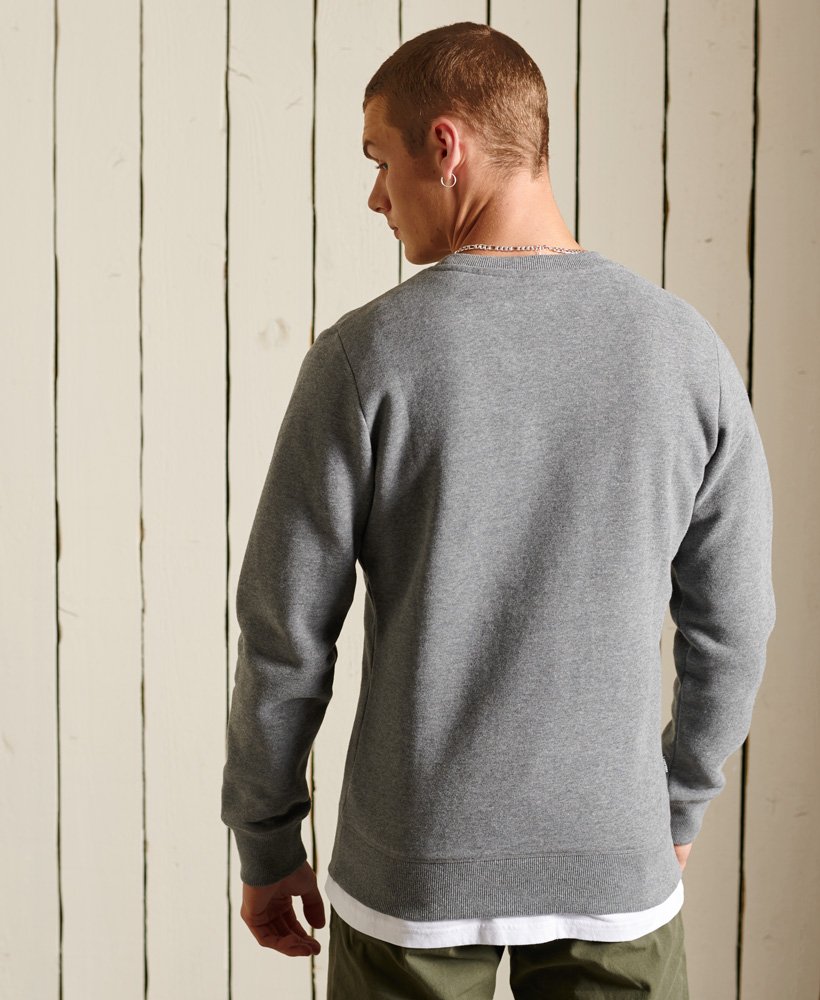 'Superdry Vintage Logo Embroidered Crew Neck Jumper' in 'Rich Charcoal Marl' colour