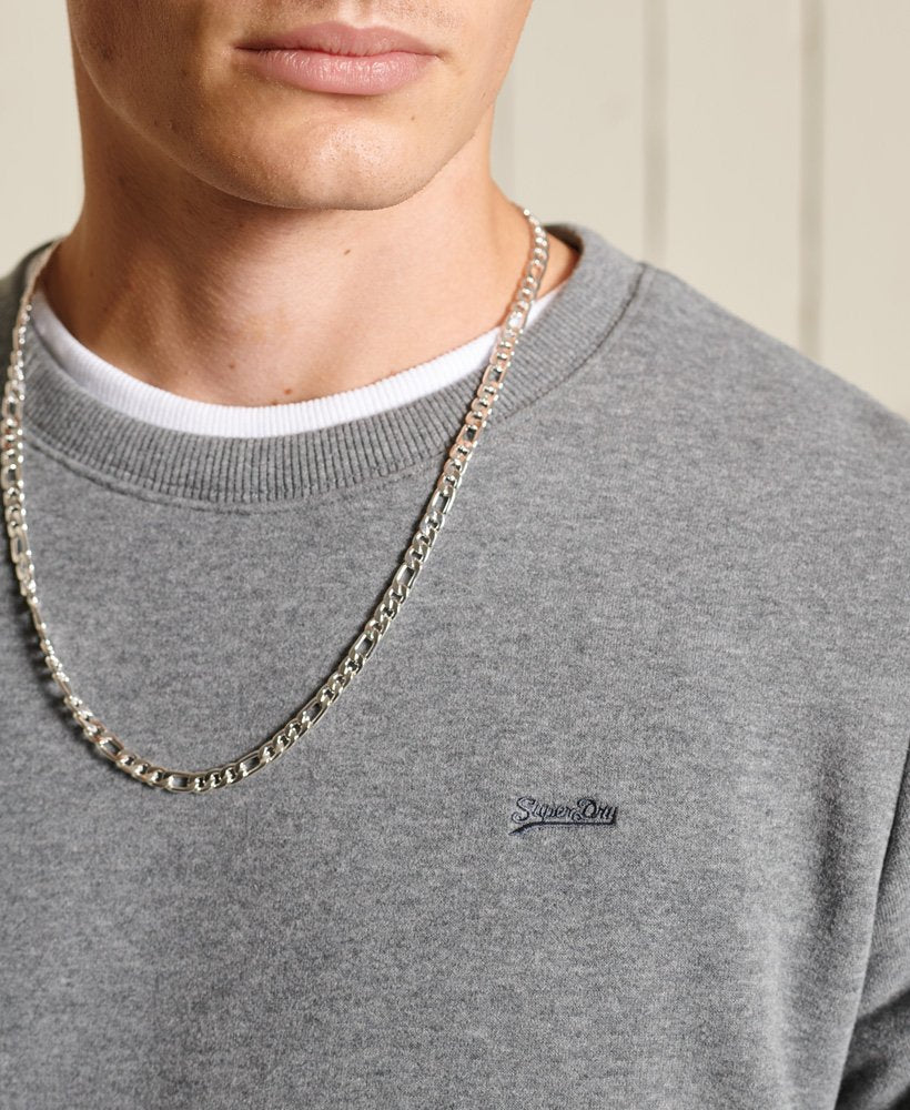 'Superdry Vintage Logo Embroidered Crew Neck Jumper' in 'Rich Charcoal Marl' colour