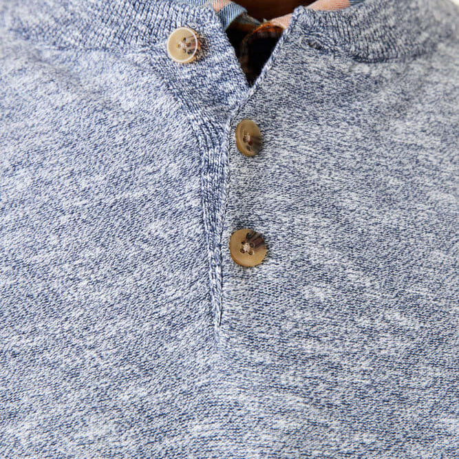 Garcia Blue 3 Button Jumper - Blue - 3 - Tops - Knit Sweaters