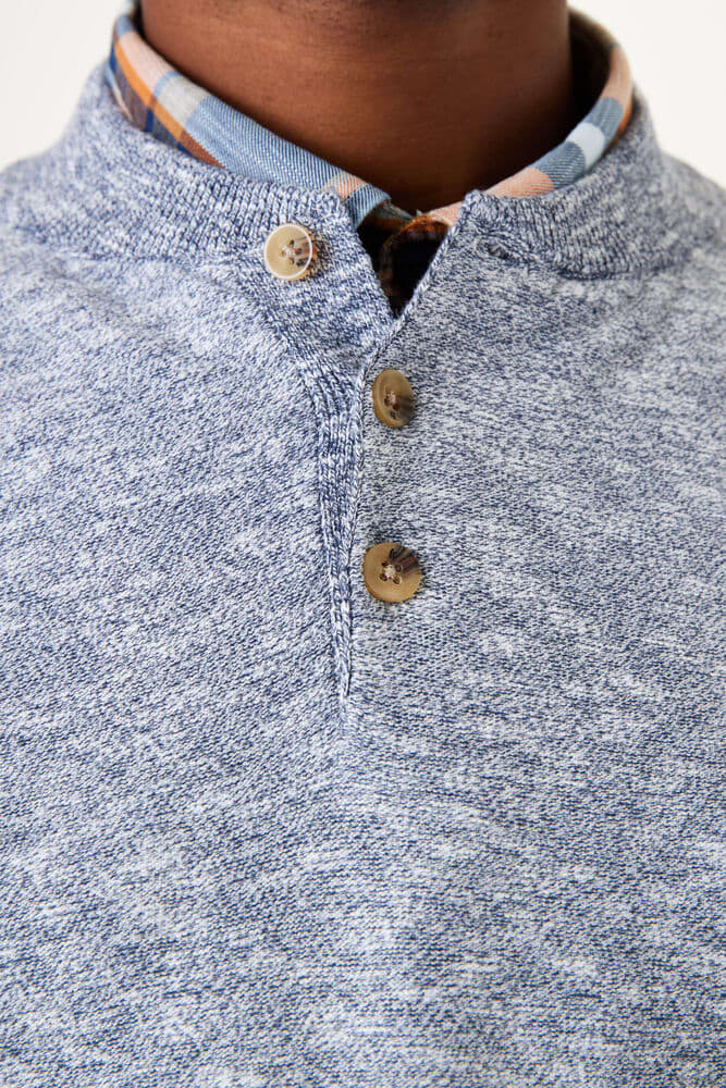 Garcia Blue 3 Button Jumper - Blue - 3 - Tops - Knit Sweaters