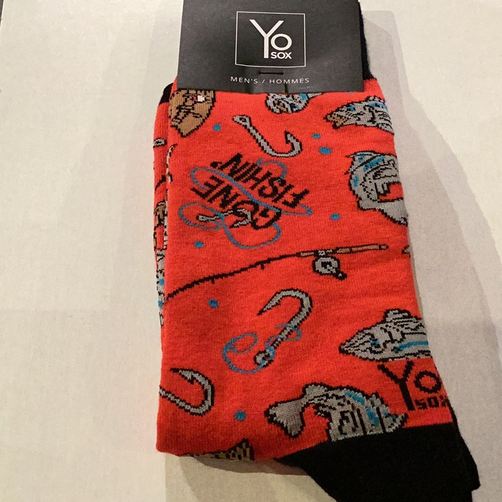 Yo Sox Gone Fishing Crew Socks Multi