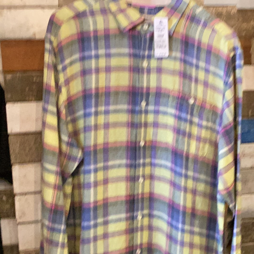 Tommy Bahama Sunny Isles Plaid Linen Shirt - Lime - 1 - Tops - Shirts (Long Sleeve)