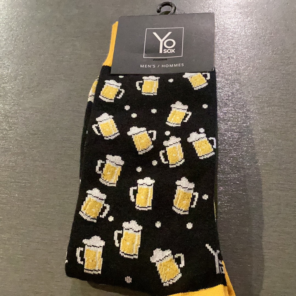 Yo Sox Beer Mugs Crew Socks Multi