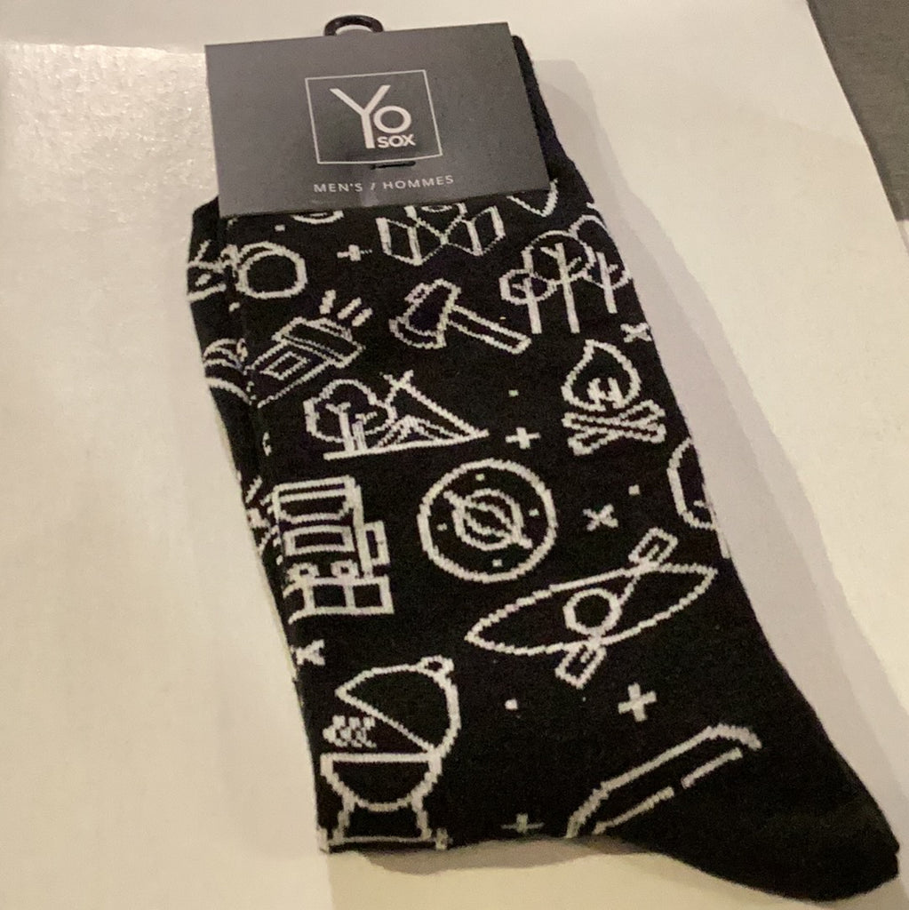 Yo Sox Campground Doodles Crew Socks Multi