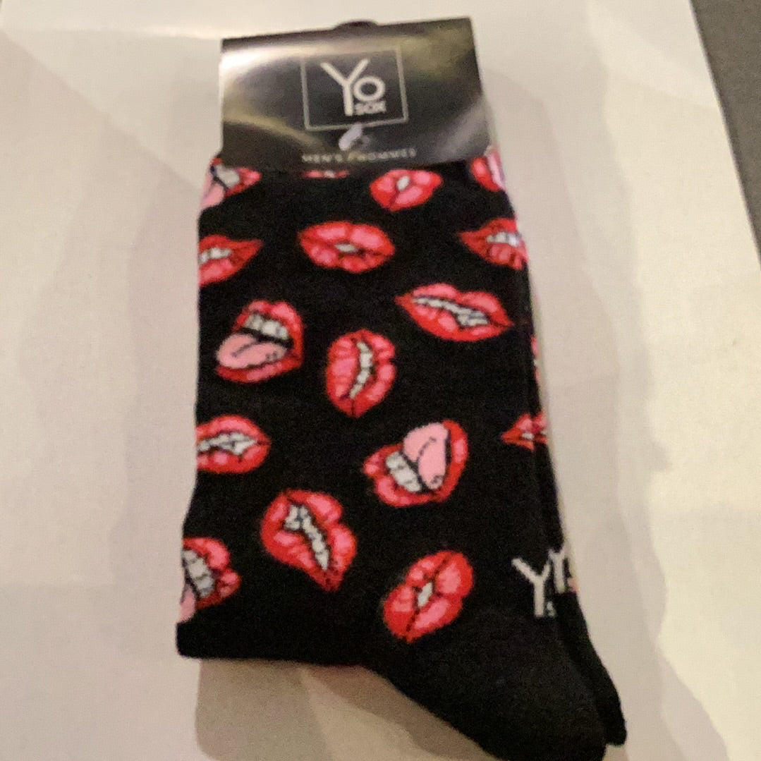 Yo Sox Hot Lips Crew Socks - Multi - 1 - Socks - Crew Socks