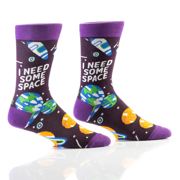Yo Sox I Need Space Crew Socks - Purple