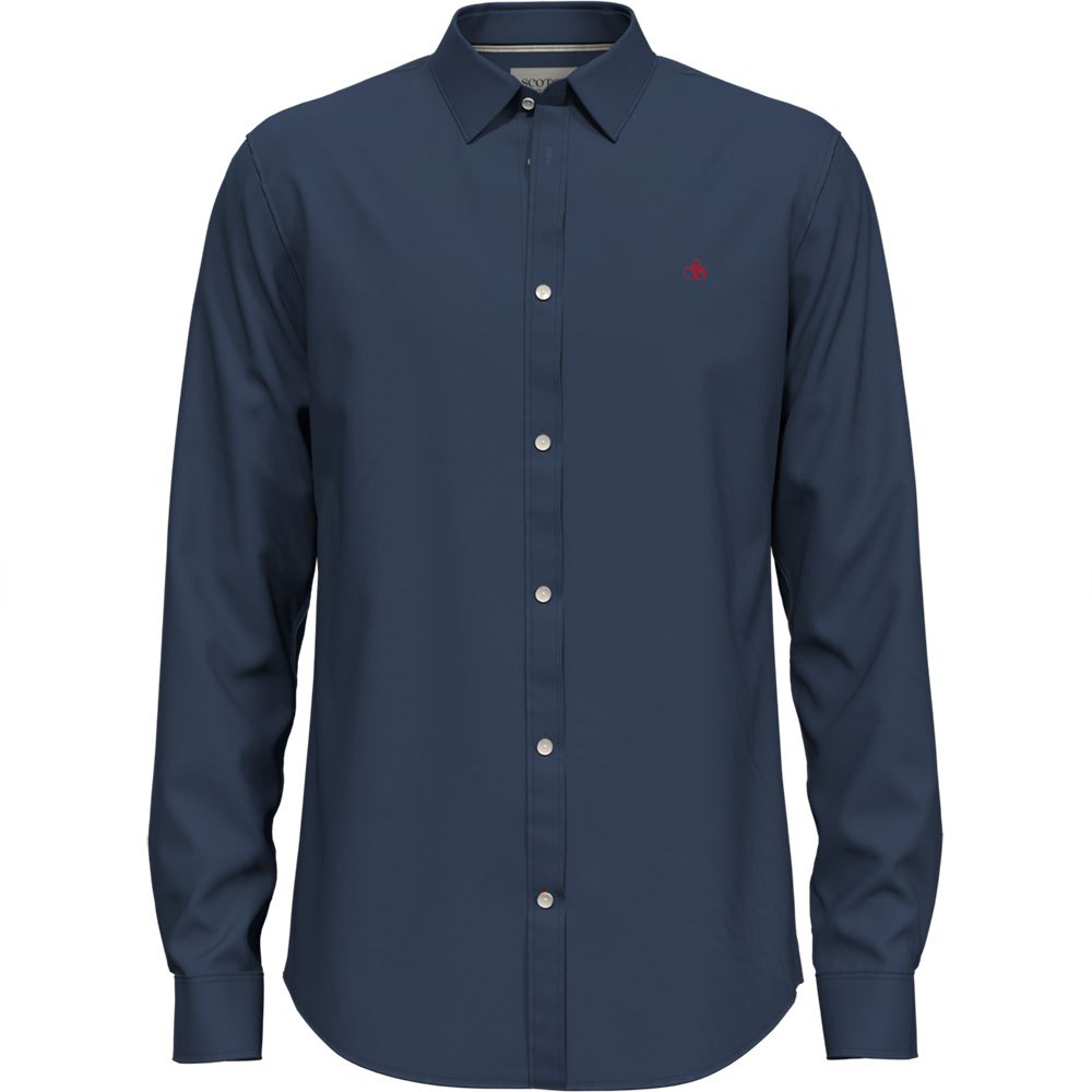Scotch & Soda Essential Solid Poplin Shirt - Storm Blue - 1 - Tops - Shirts (Long Sleeve)