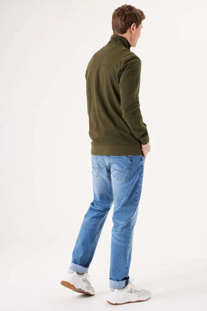 Garcia Z1103 Full Zip Cardigan - Dark Green - 3 - Tops - Zip Sweaters