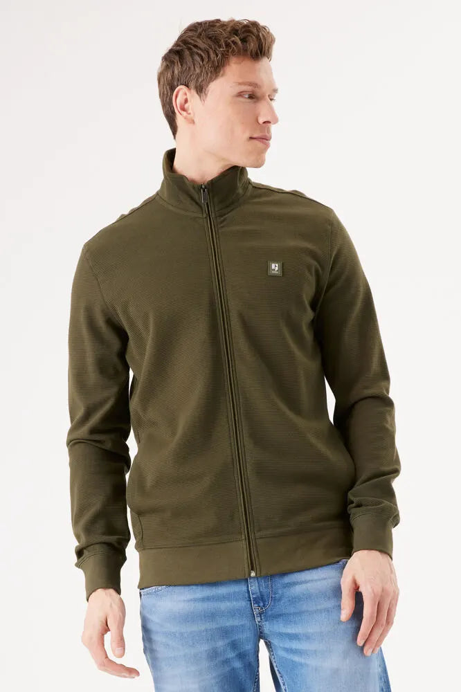 'Garcia Z1103 Full Zip Cardigan' in 'Dark Green' colour