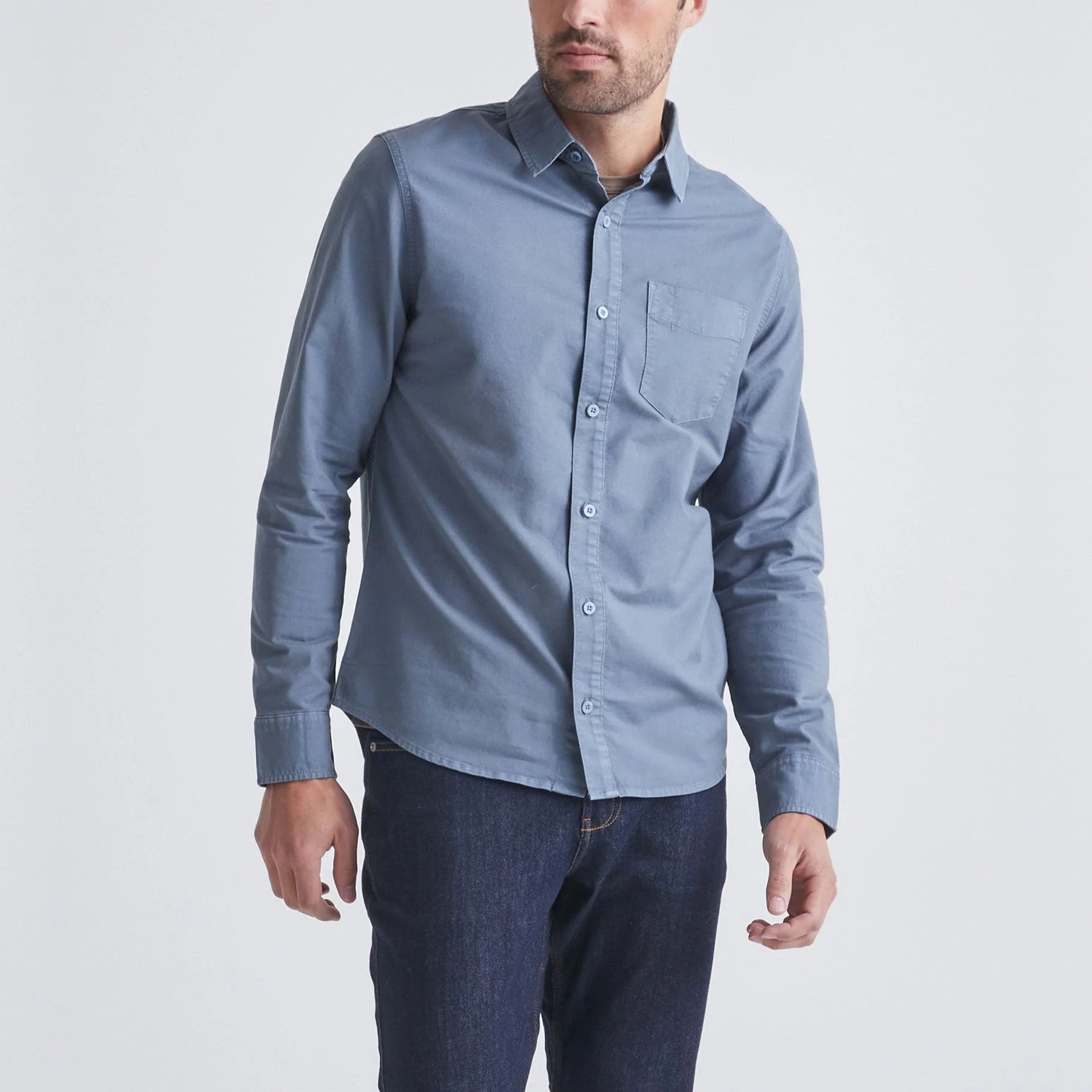 'Du/er Performance Oxford Shirt' in 'Sea' colour