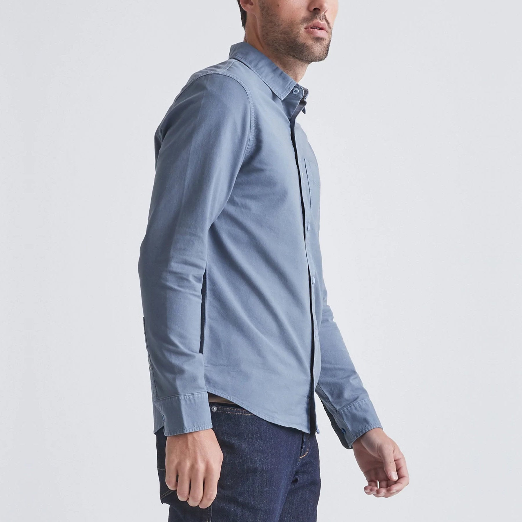 'Du/er Performance Oxford Shirt' in 'Sea' colour