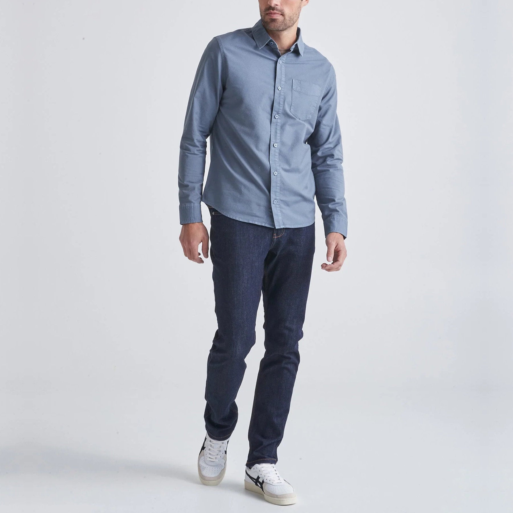'Du/er Performance Oxford Shirt' in 'Sea' colour