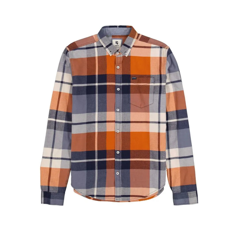 Garcia 100% Cotton Checked Shirt - Orange - 5 - Tops - Shirts (Long Sleeve)
