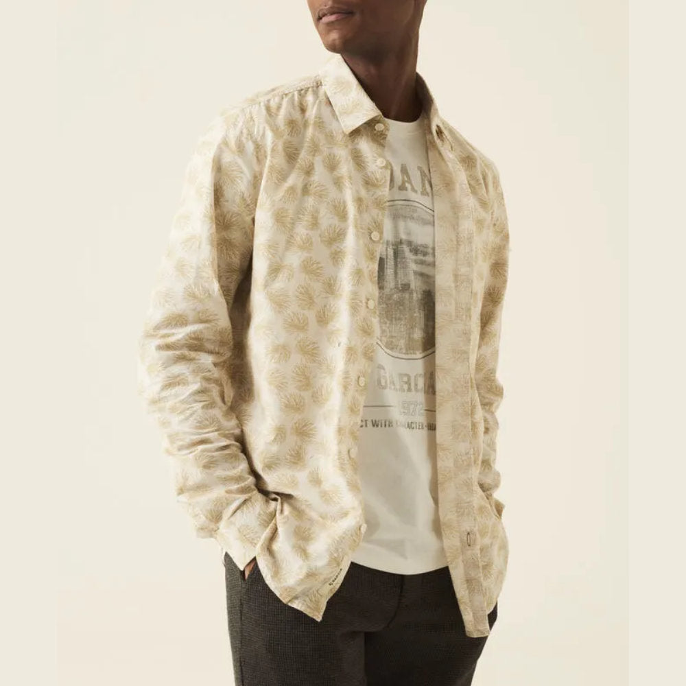 Garcia T21081 Beige Print Cotton Shirt White