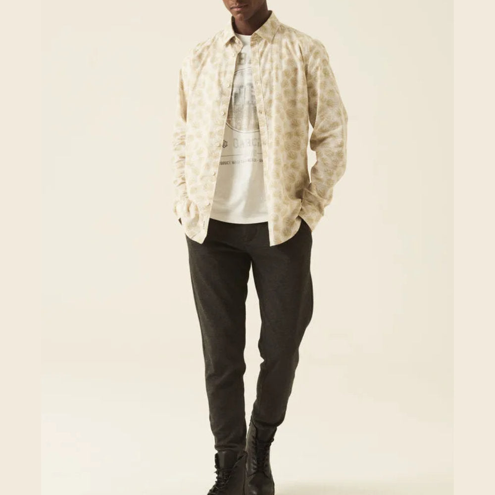 Garcia T21081 Beige Print Cotton Shirt White