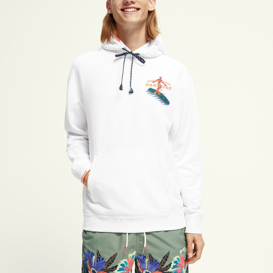 Scotch & Soda Front & Back Artwork Hoodie - White - 3 - Tops - Pullover Hoodies