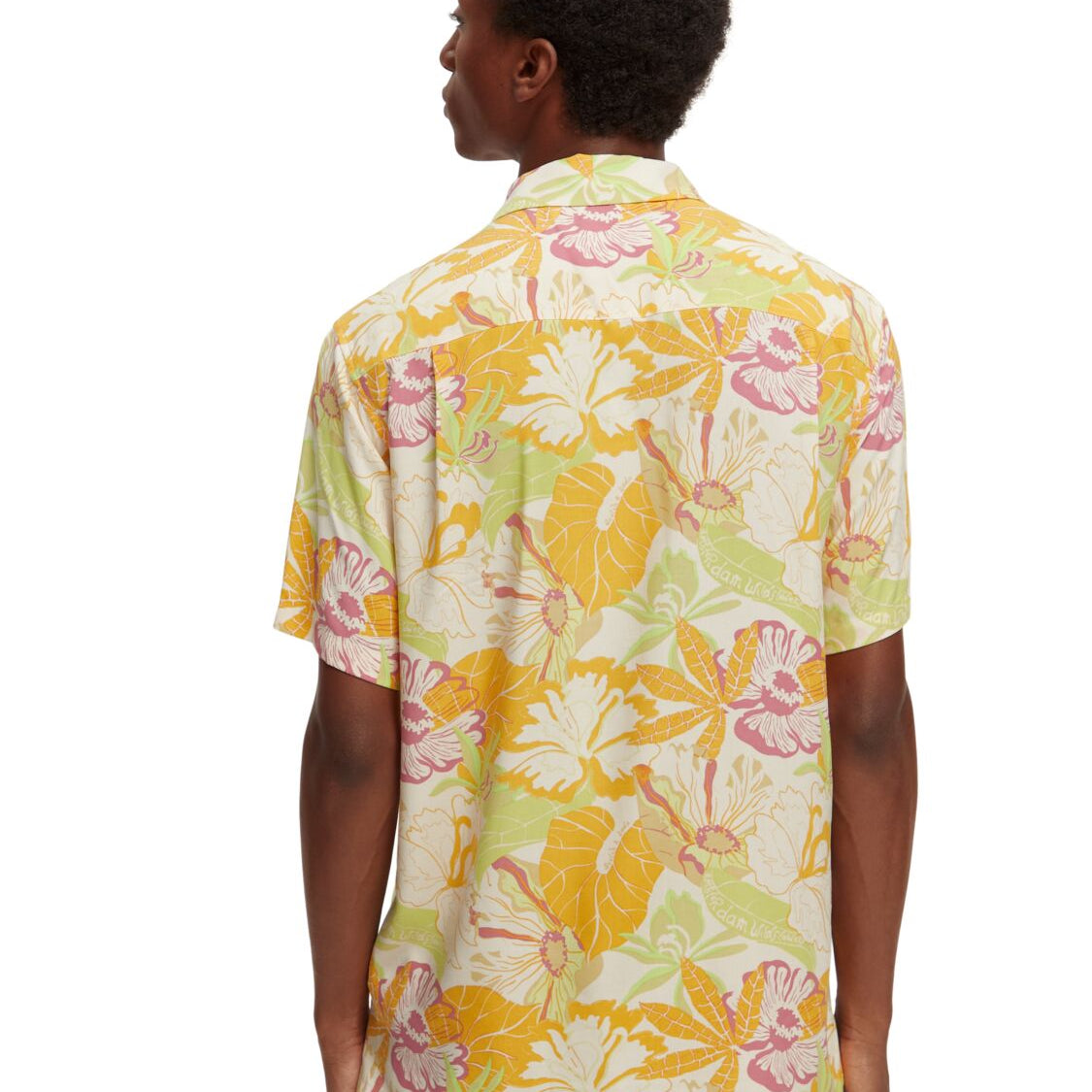 Scotch & Soda Short Sleeve Printed Camp Shirt - Yellow - 3 - Tops - Shirts (Short Sleeve)