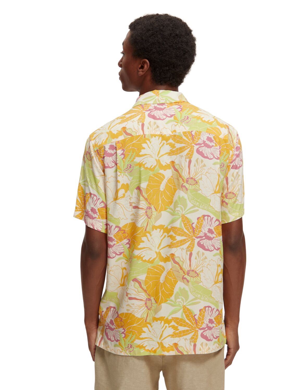 Scotch & Soda Short Sleeve Printed Camp Shirt - Yellow - 3 - Tops - Shirts (Short Sleeve)