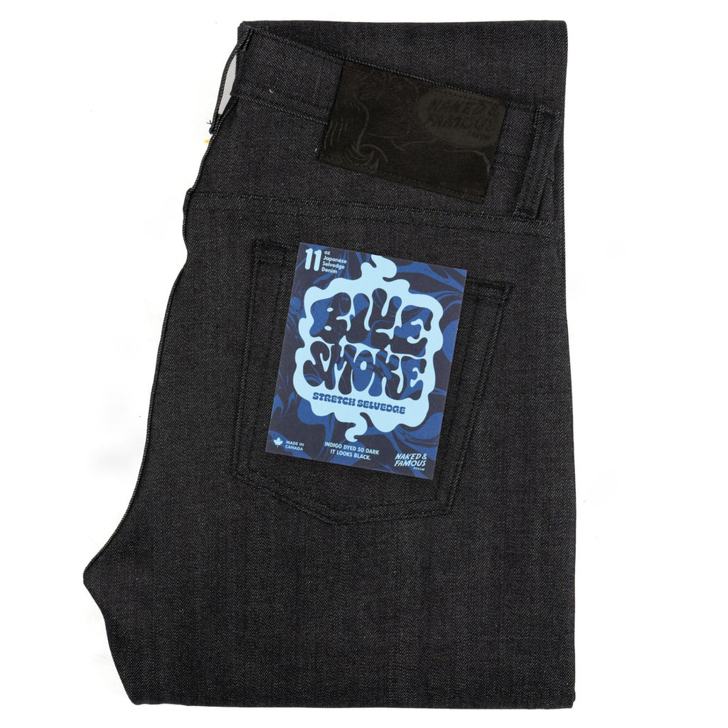 Naked & Famous Blue Smoke Stretch Selvedge - Weird Guy Dark Indigo/White
