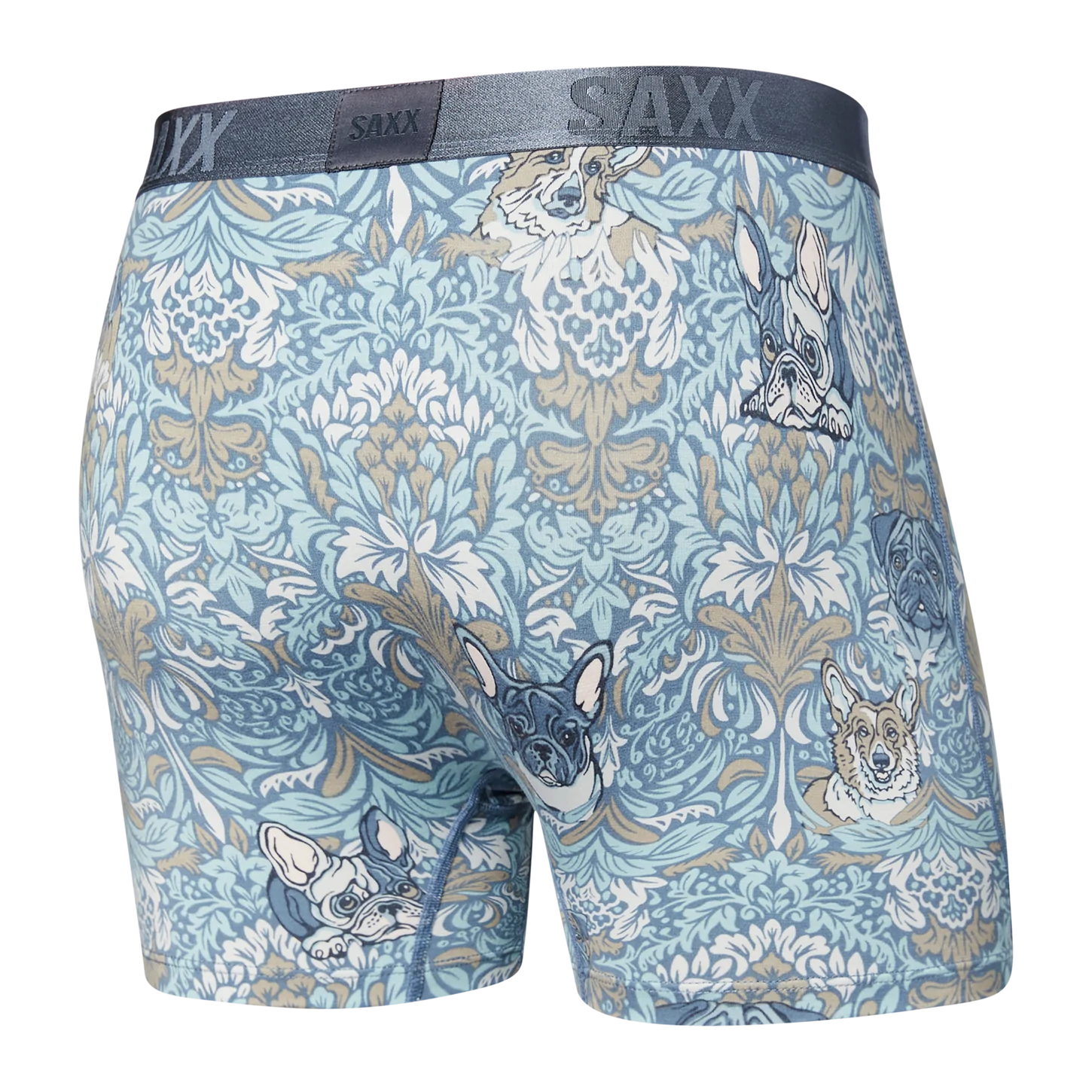 SAXX 22nd Century Silk Boxer Brief - Fleur De Pugs - Blue - 2 - Underwear - Boxer Briefs
