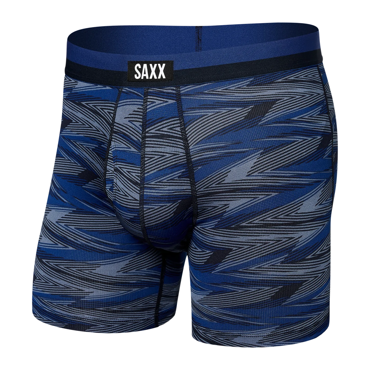 SAXX Sport Mesh Boxer Brief - Lightning Stripe - Blue - 1 - Underwear - Boxer Briefs