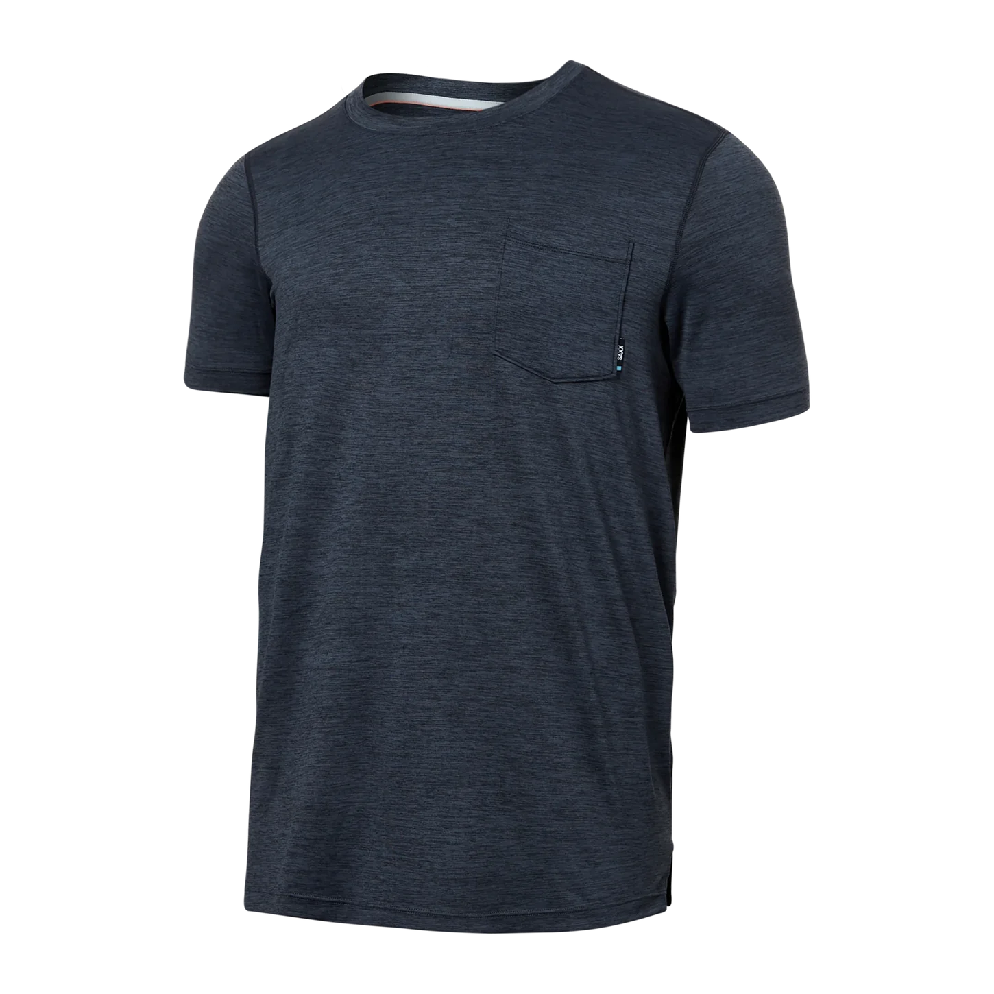 SAXX Droptemp Cooling Cotton S/S Pocket Tee - Washed Blue Heather - 1 - Tops - Shirts (Short Sleeve)