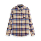 Scotch & Soda Mid-Weight Brushed Flannel Check Shirt Beige Check