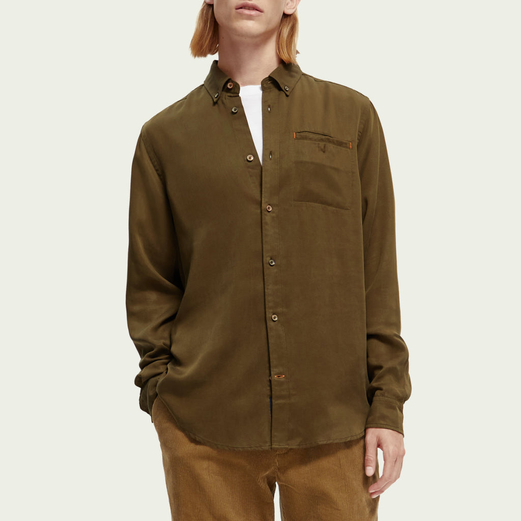 Scotch & Soda Regular Fit Lyocell Shirt Olive