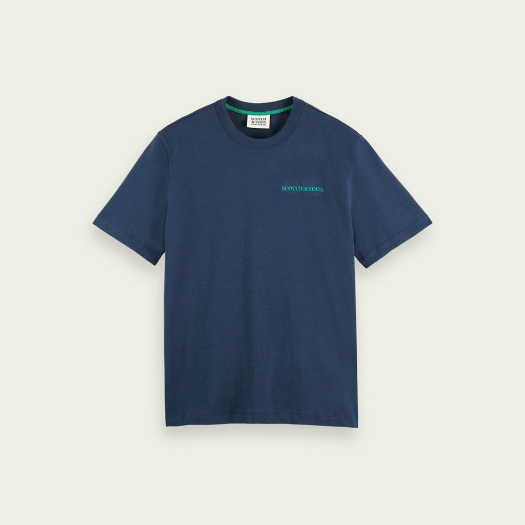 Scotch & Soda Organic Cotton Jersey Logo T-Shirt Navy