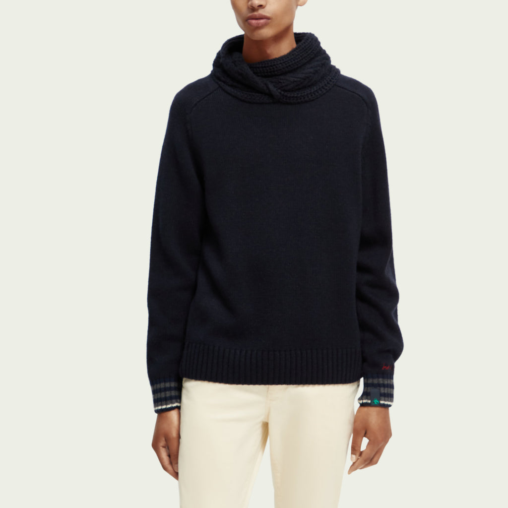 Scotch & Soda Wool-Blend Twisted Collar Pullover Midnight