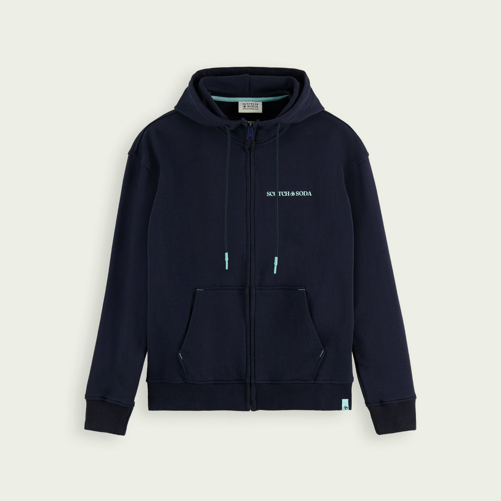 Scotch & Soda Organic Cotton Felpa Logo Zip-Thru Hoodie Night