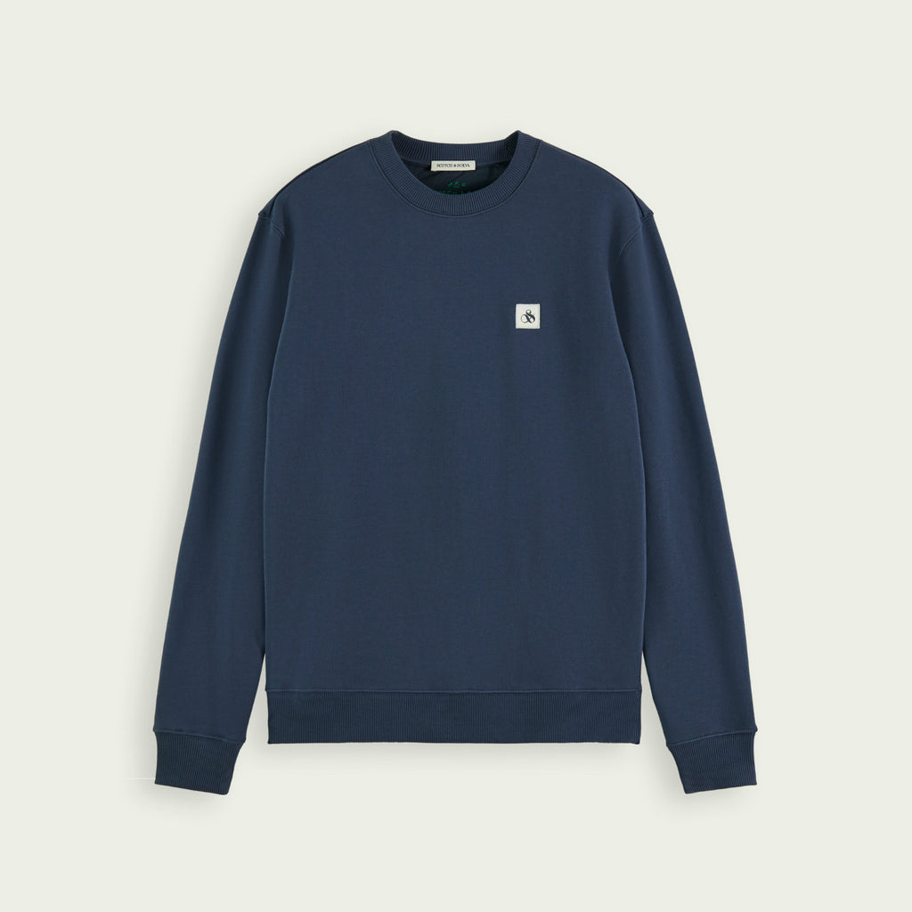 Scotch & Soda Logo Badge Organic Cotton Felpa Sweatshirt Navy