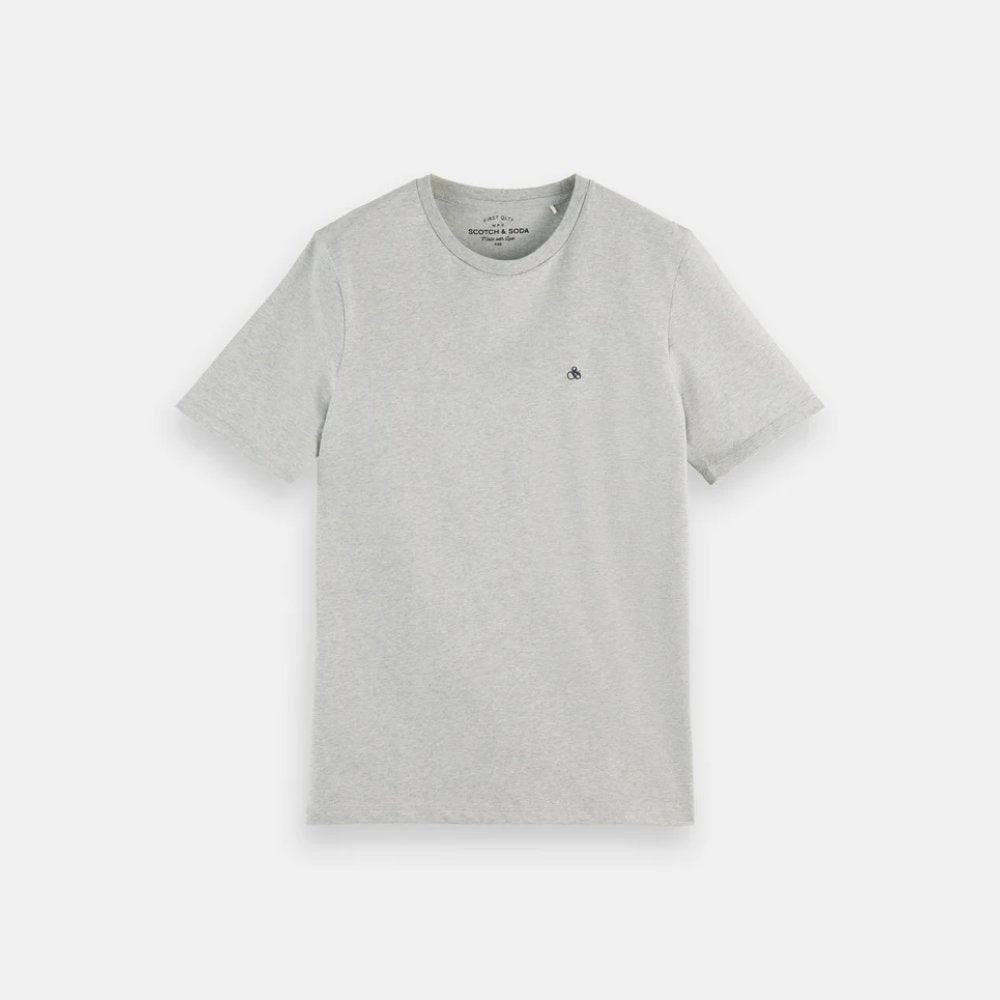 Scotch & Soda Crewneck Jersey T-Shirt In Organic Cotton Grey Melange