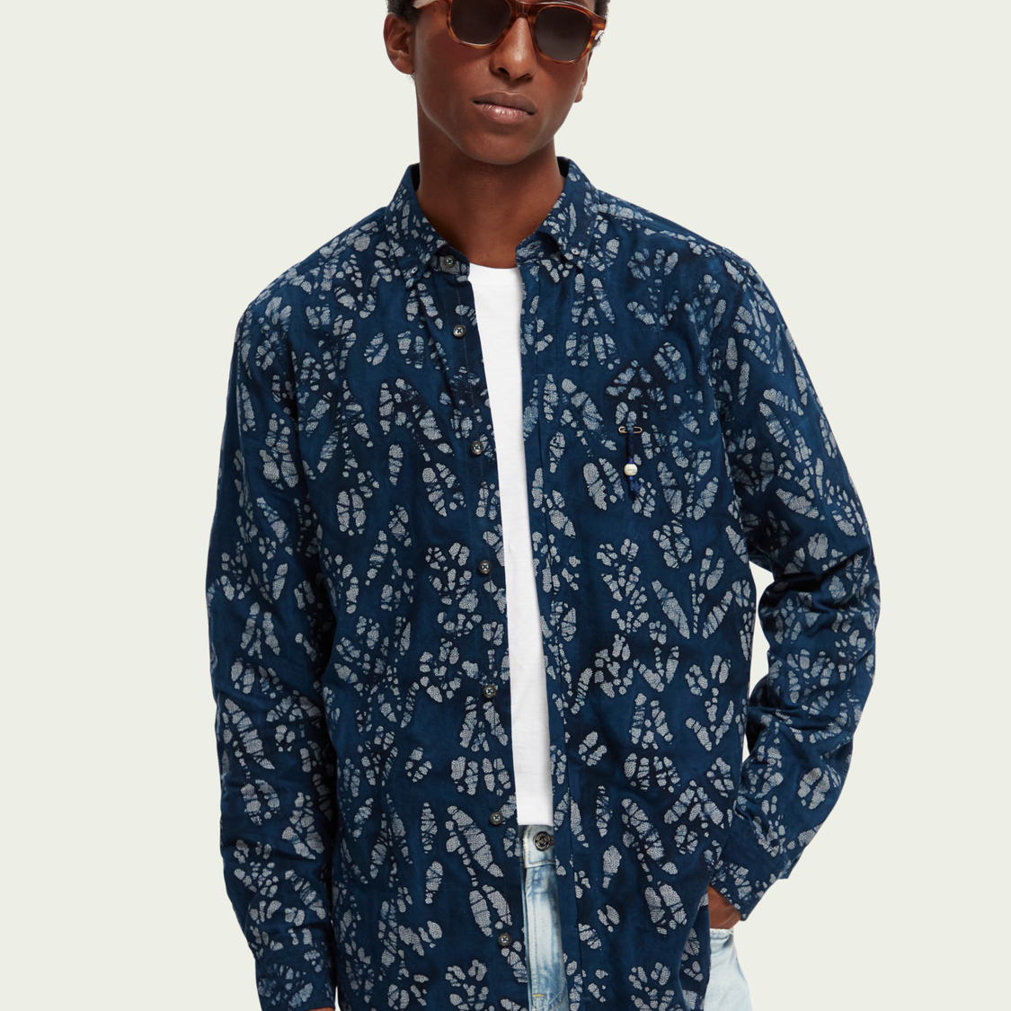 Scotch & Soda Long Sleeve Button Up All Over Print - Navy - 1 - Tops - Shirts (Long Sleeve)