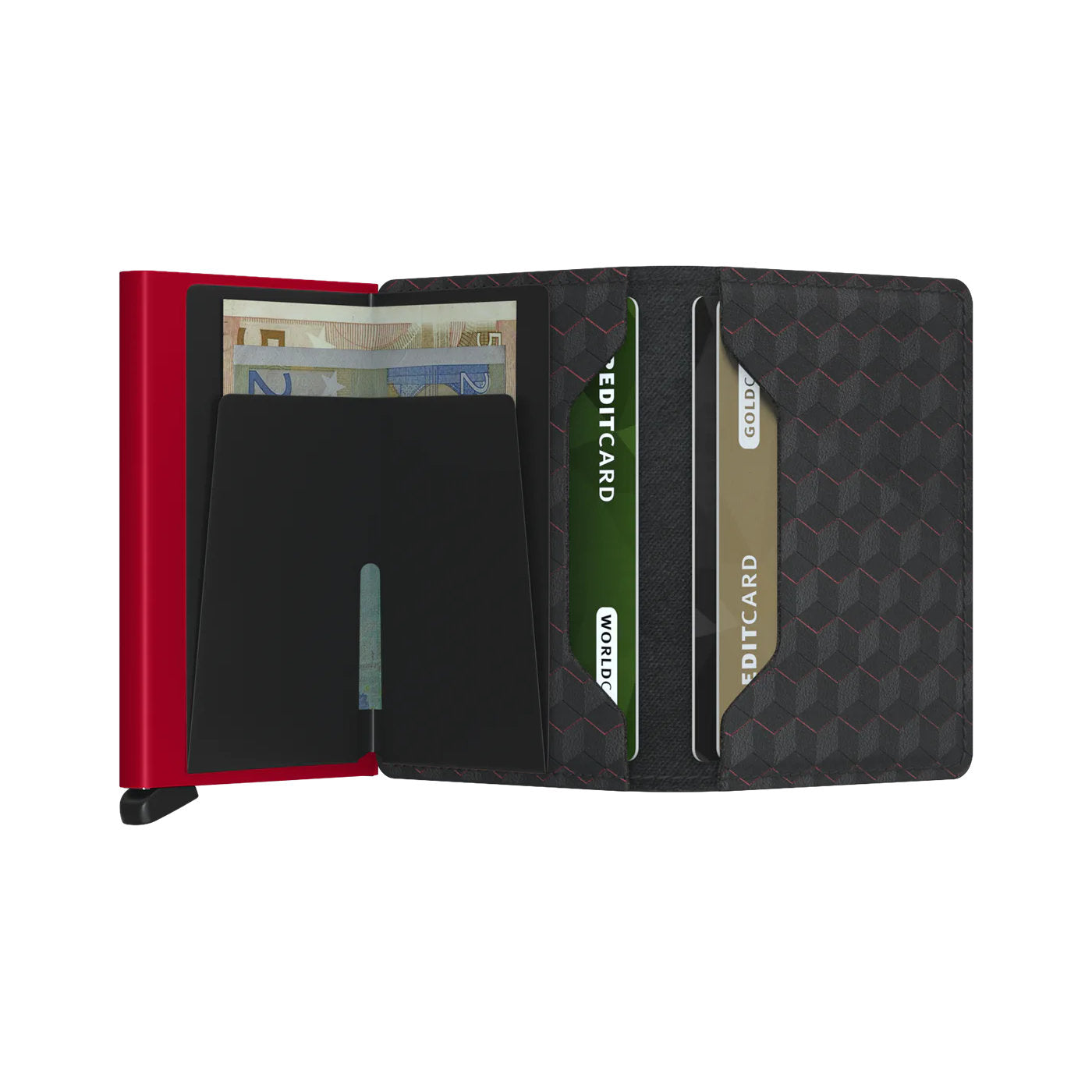 'Secrid Slimwallet - Optical' in 'Black-Red' colour