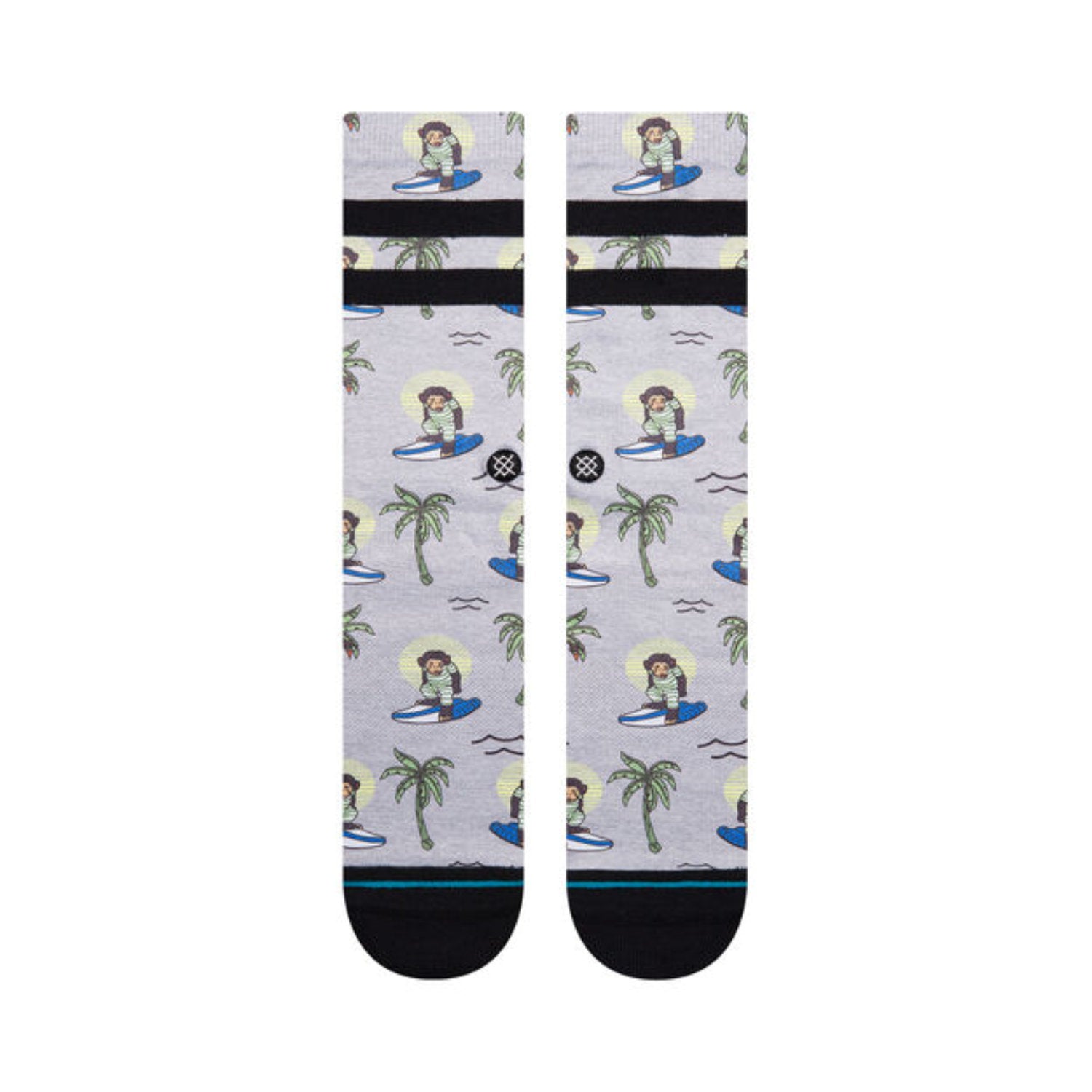 Stance Surfing Monkey Crew Socks - Grey - 2 - Socks - Crew Socks