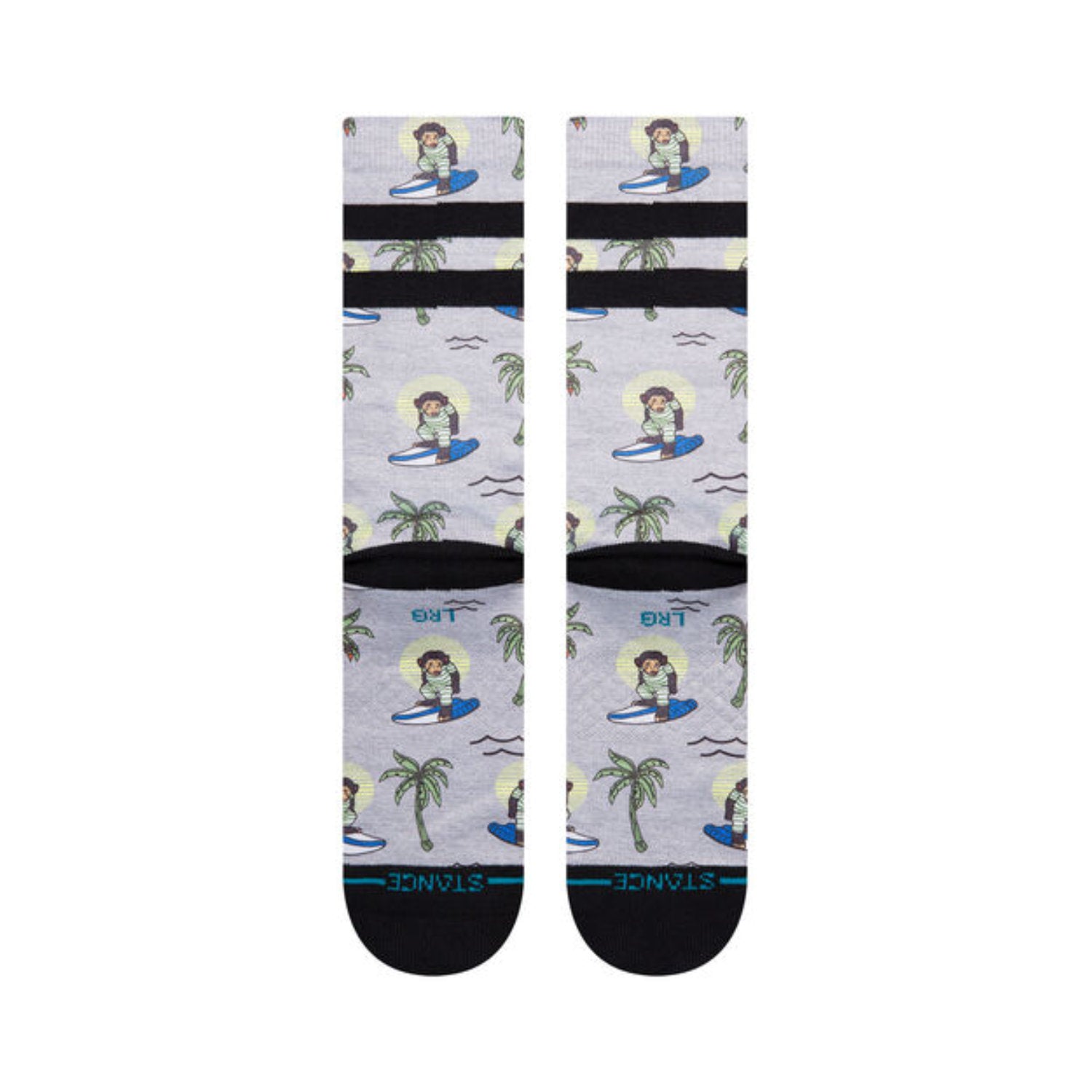 Stance Surfing Monkey Crew Socks - Grey - 3 - Socks - Crew Socks